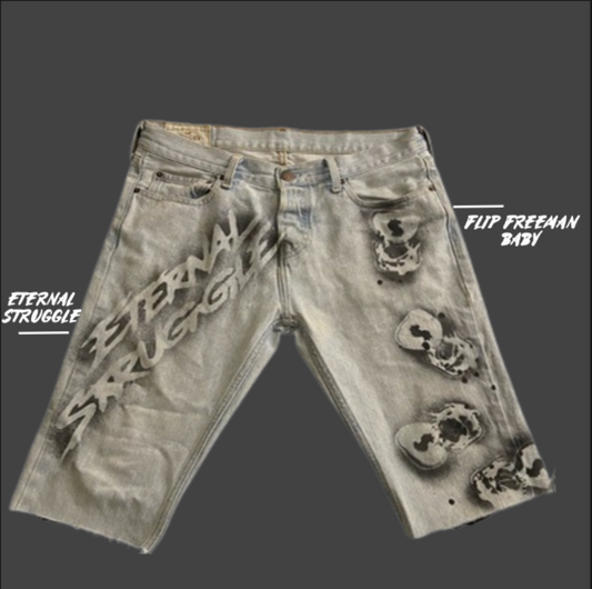 Eternal Struggle Blue Denim Shorts